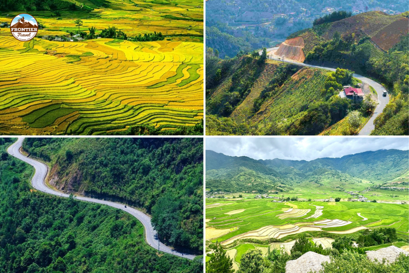 Rugged mountain peaks rising above deep valleys in North Vietnam, often seen along top big bike touring routes.